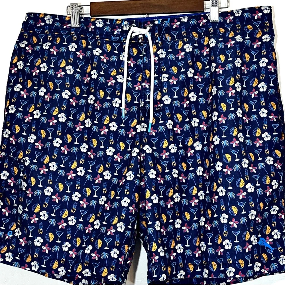 Tommy Bahama Swim Trunks Size XXL Martini Print 8”